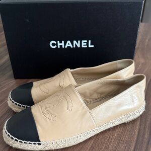 CHANEL Beige and Black Espadrilles